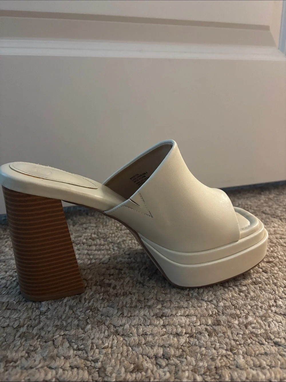 Cream Platform Mule Heels - JustFab